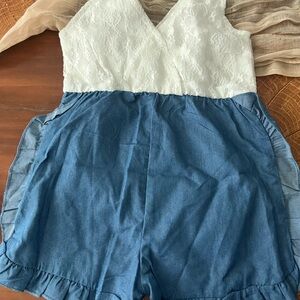Kids Denim and Lace Romper